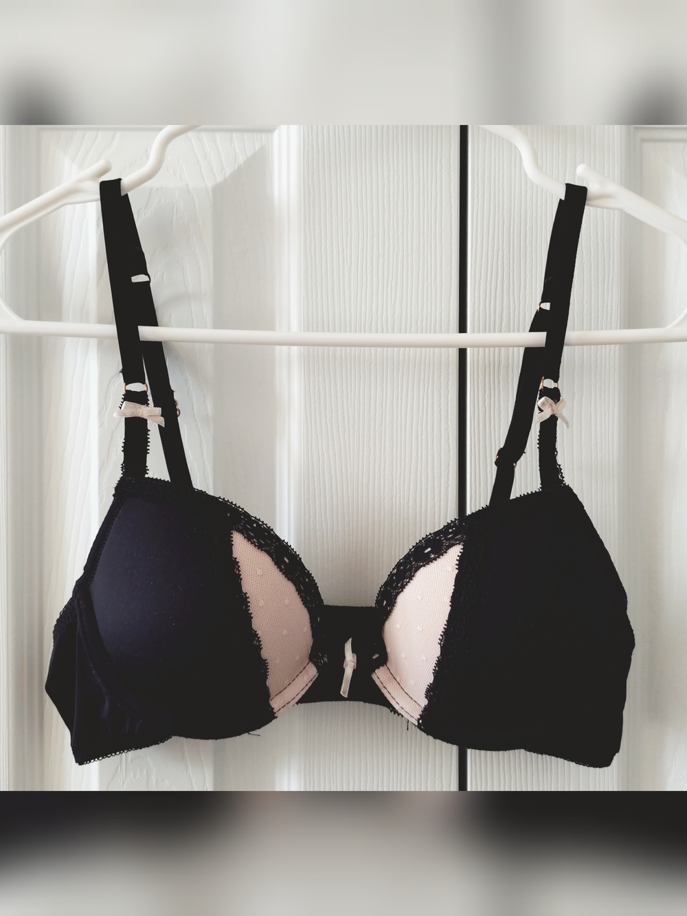 3/$25 - Black & Pink Lace Trim Push-Up Bra